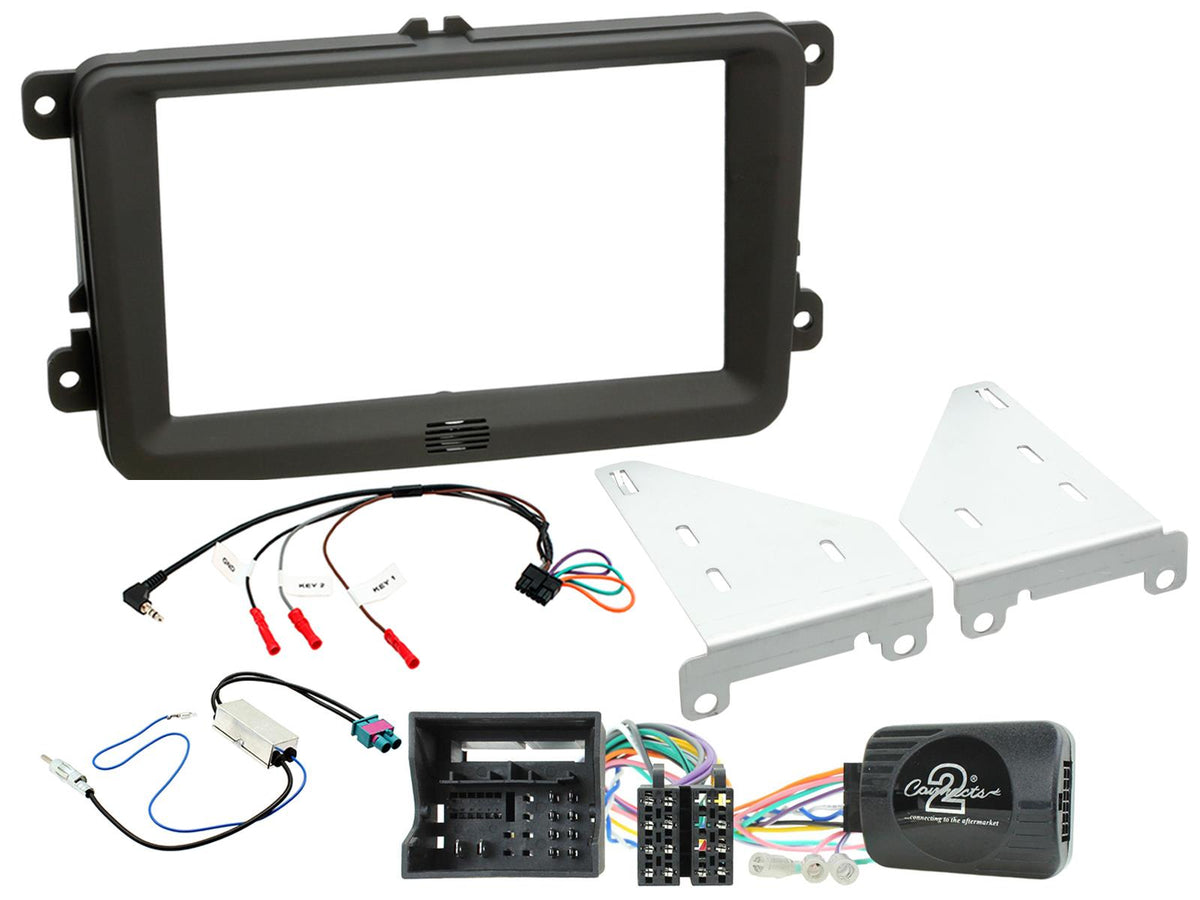Volkswagen Beetle, Caddy, Jetta, Sharan, T-6 Double Din Car Stereo Fitting Kit Black CTKVW17