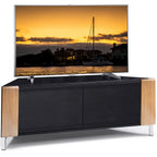 MDA Designs CORVUS Corner-Friendly Black with Oak Contemporary TV Cabine