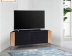 MDA Designs CORVUS Corner-Friendly Black with Oak Contemporary TV Cabine
