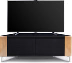 MDA Designs CORVUS Corner-Friendly Black with Oak Contemporary TV Cabine