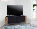 MDA Designs CORVUS Corner-Friendly Black with Walnut Contemporary TV Cabine