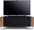 MDA Designs CORVUS Corner-Friendly Black with Walnut Contemporary TV Cabine