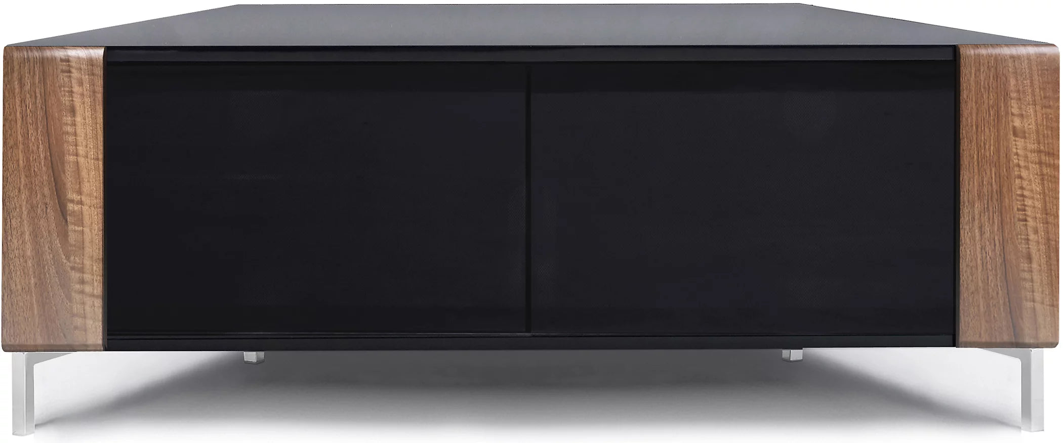 MDA Designs CORVUS Corner-Friendly Black with Walnut Contemporary TV Cabine