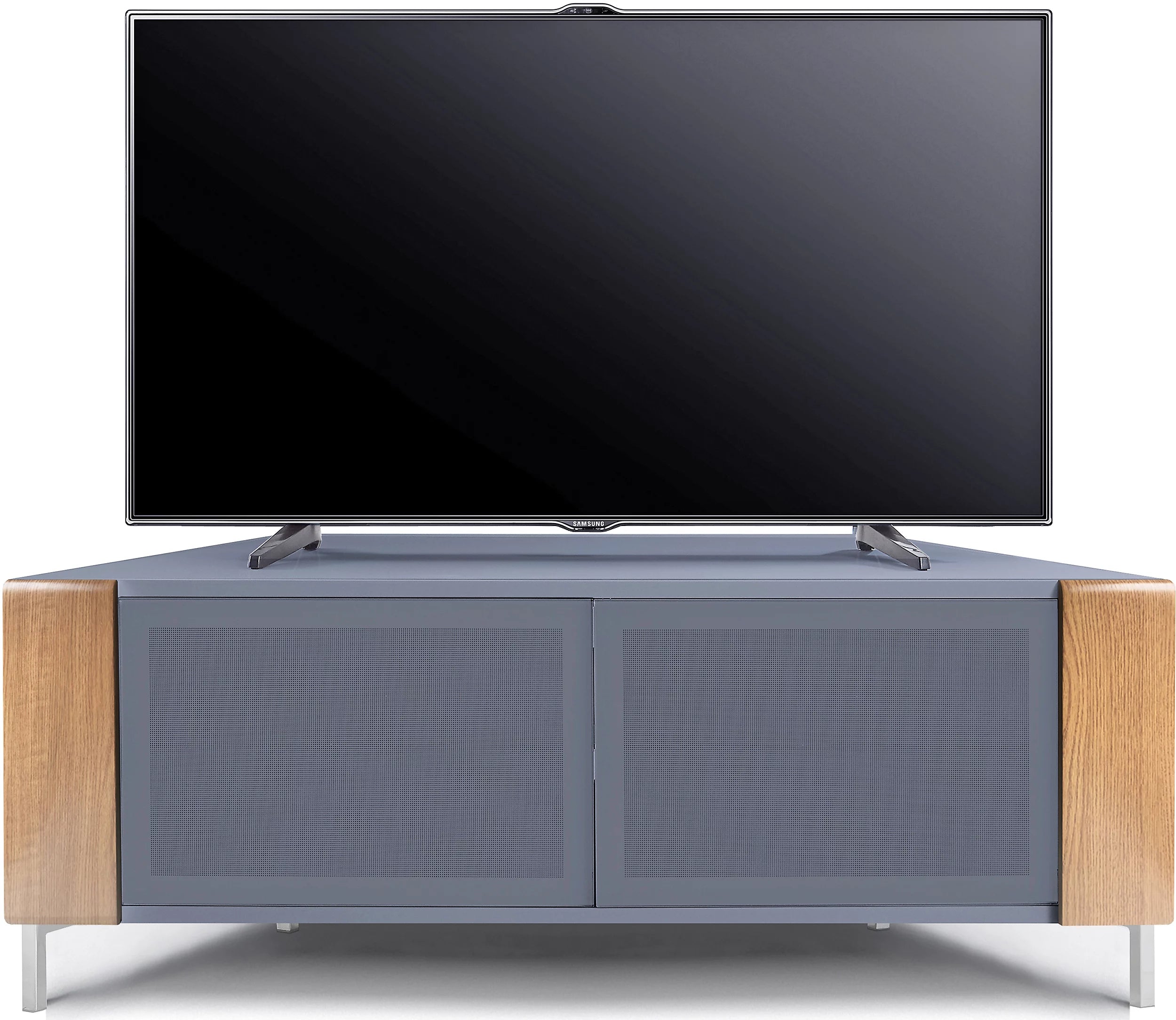 MDA Designs CORVUS Corner-Friendly Grey with Oak Contemporary TV Cabine