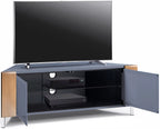 MDA Designs CORVUS Corner-Friendly Grey with Oak Contemporary TV Cabine
