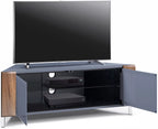 MDA Designs CORVUS Corner-Friendly Grey with Walnut Contemporary TV Cabine