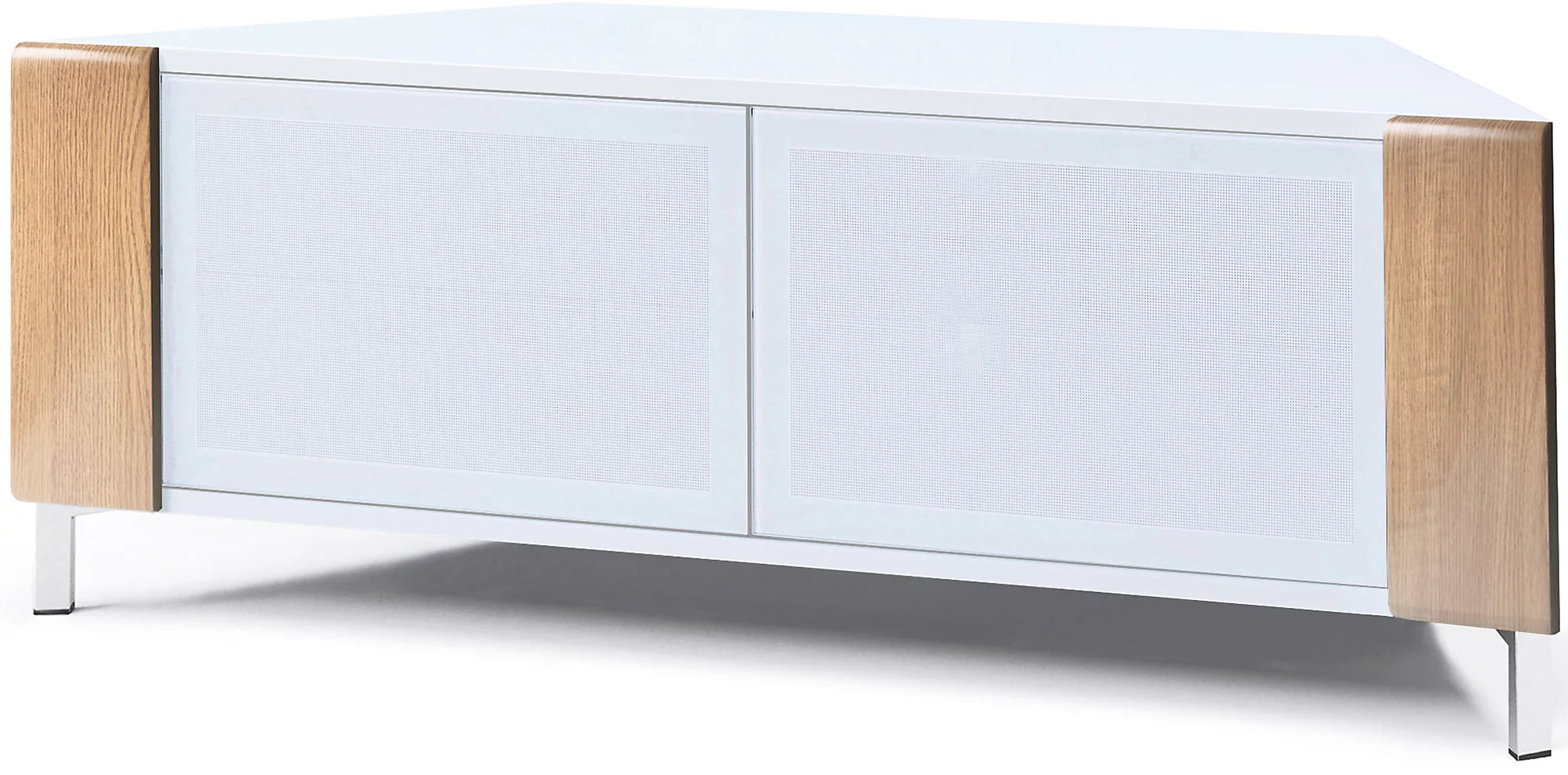 MDA Designs CORVUS Corner-Friendly White with Oak Contemporary TV Cabine
