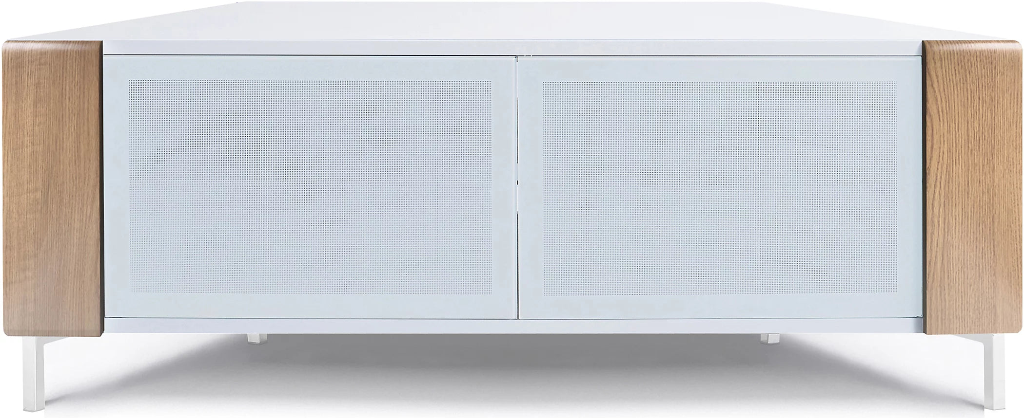 MDA Designs CORVUS Corner-Friendly White with Oak Contemporary TV Cabine