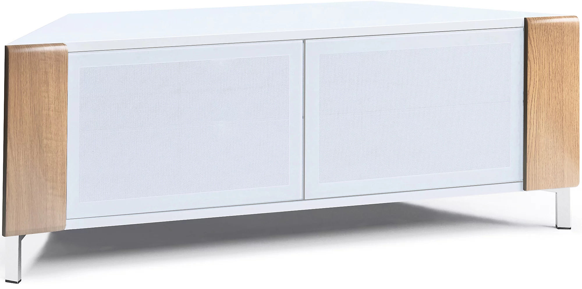 MDA Designs CORVUS Corner-Friendly White with Oak Contemporary TV Cabine