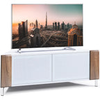 MDA Designs CORVUS Corner-Friendly White with Walnut Contemporary TV Cabine