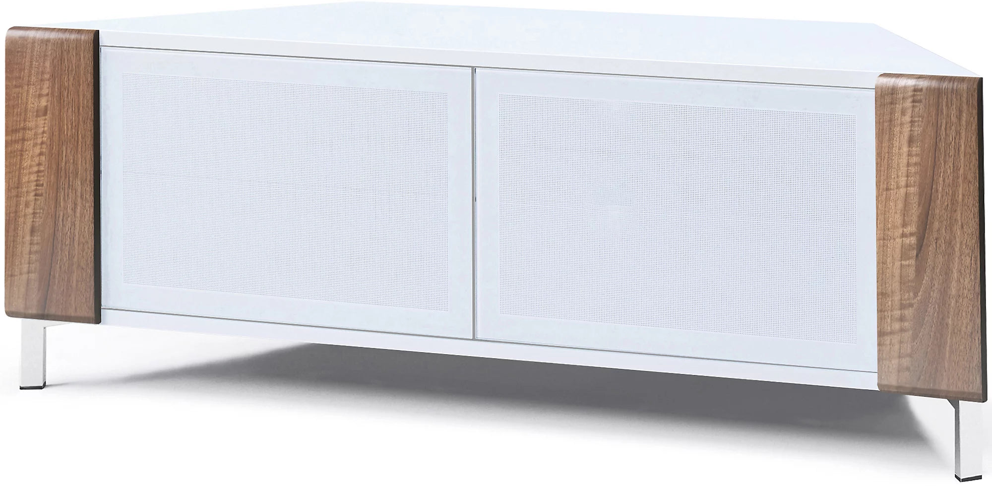 MDA Designs CORVUS Corner-Friendly White with Walnut Contemporary TV Cabine