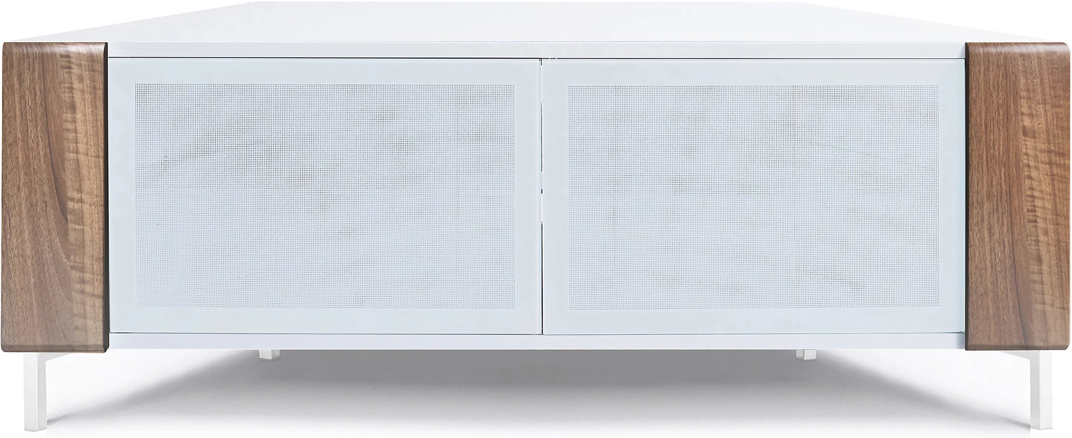 MDA Designs CORVUS Corner-Friendly White with Walnut Contemporary TV Cabine