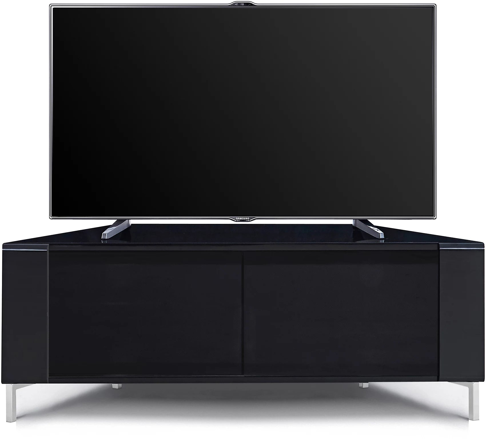 MDA Designs CORVUS Corner-Friendly Gloss Black Contemporary TV Cabine