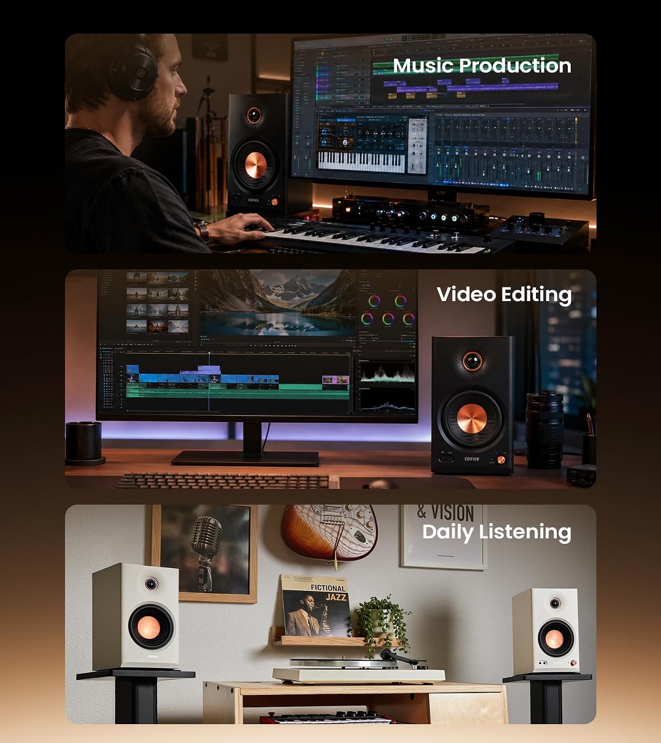 EDIFIER MR4.5 Bi-amped Bluetooth Studio Monitor Hi-Res Speakers - Black
