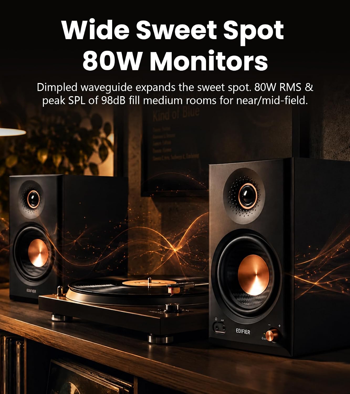 EDIFIER MR4.5 Bi-amped Bluetooth Studio Monitor Hi-Res Speakers - Black