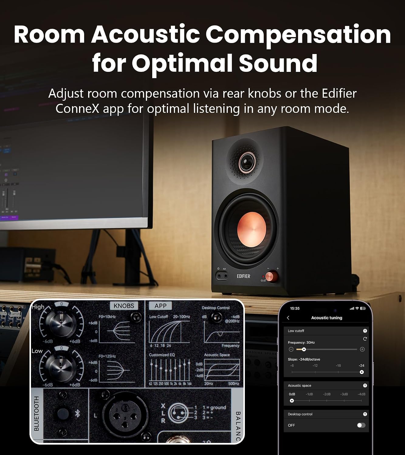 EDIFIER MR4.5 Bi-amped Bluetooth Studio Monitor Hi-Res Speakers - Black