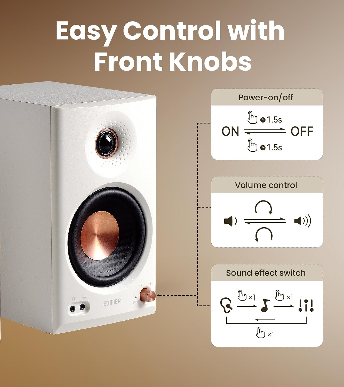 EDIFIER MR4.5 Bi-amped Bluetooth Studio Monitor Hi-Res Speakers - White