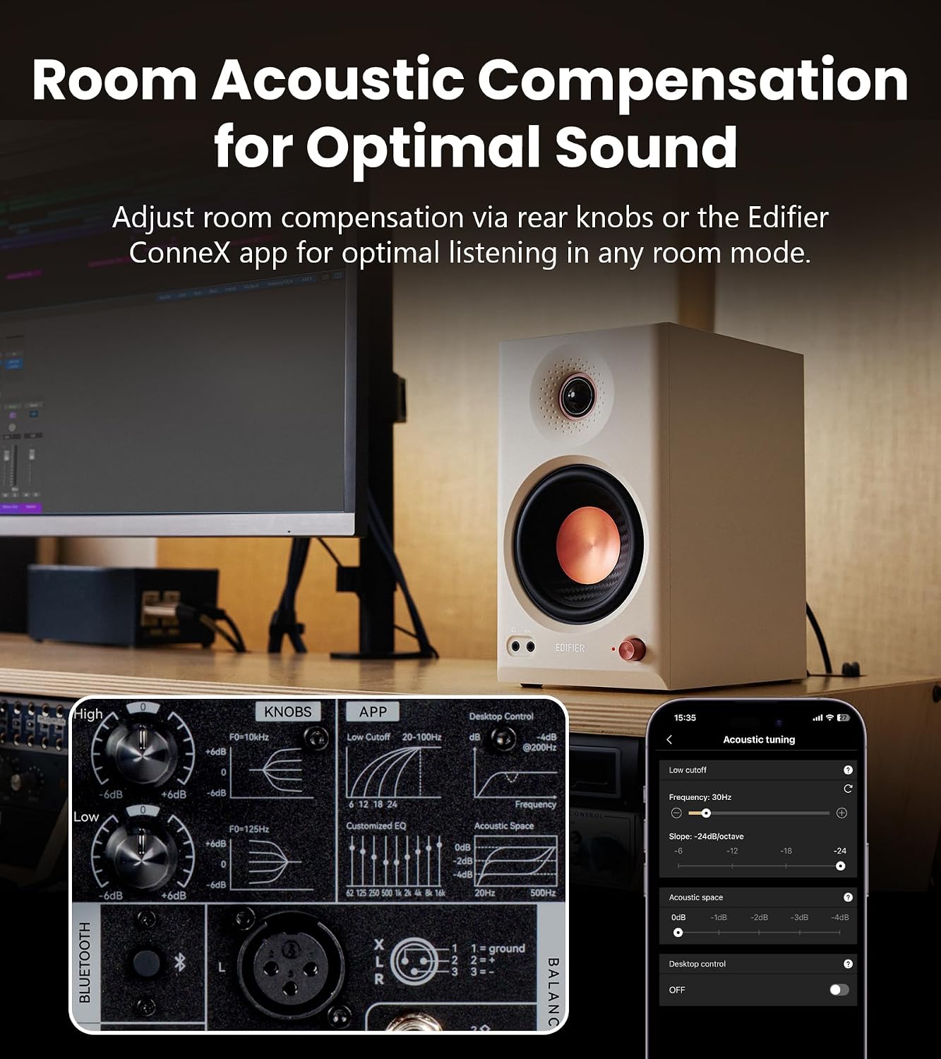 EDIFIER MR4.5 Bi-amped Bluetooth Studio Monitor Hi-Res Speakers - White