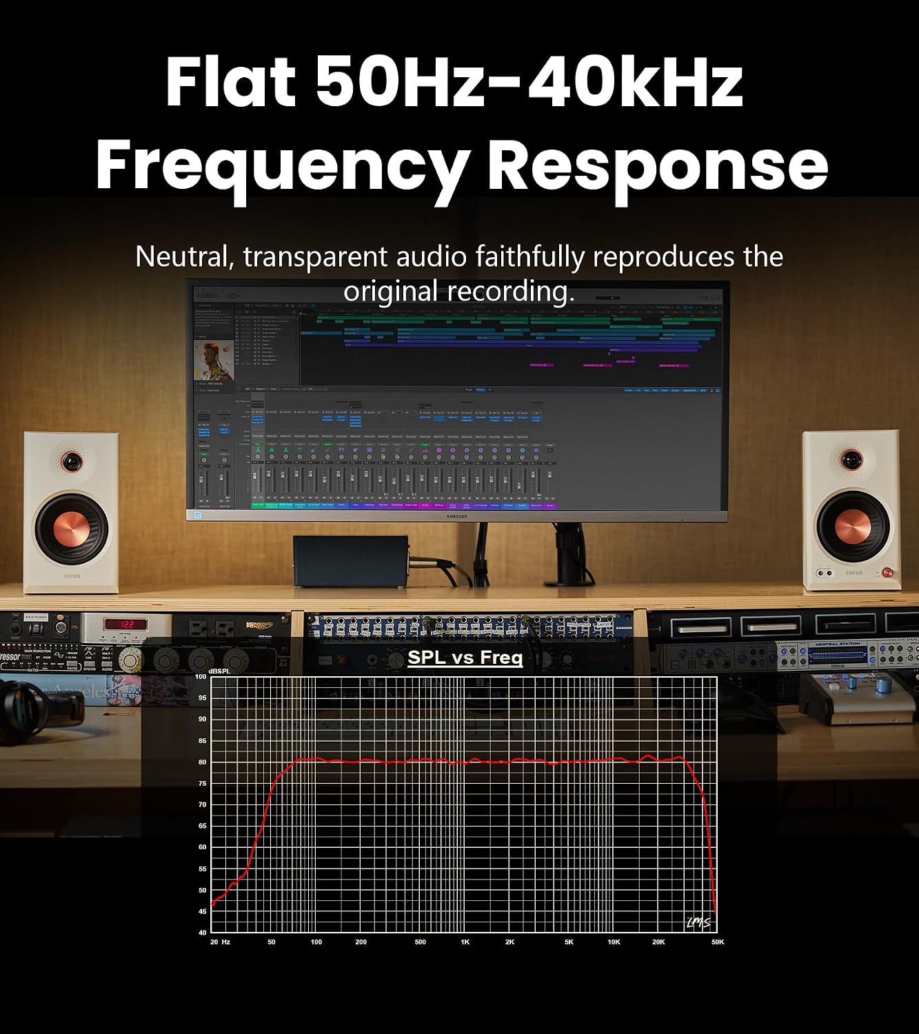 EDIFIER MR4.5 Bi-amped Bluetooth Studio Monitor Hi-Res Speakers - White