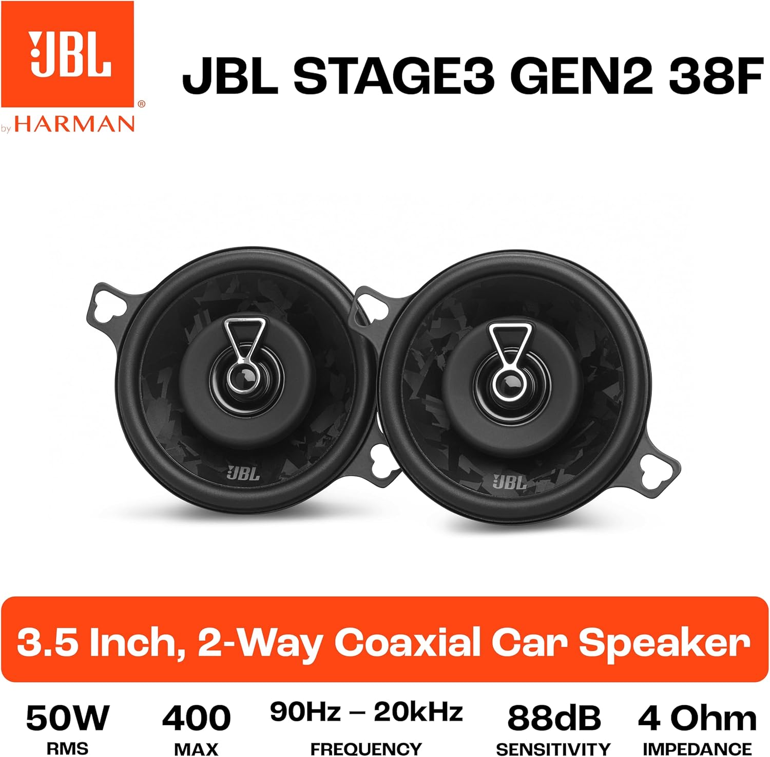 JBL STAGE3 GEN2 38F – 3.5" (89mm) 400W 2-Way coaxial speakers