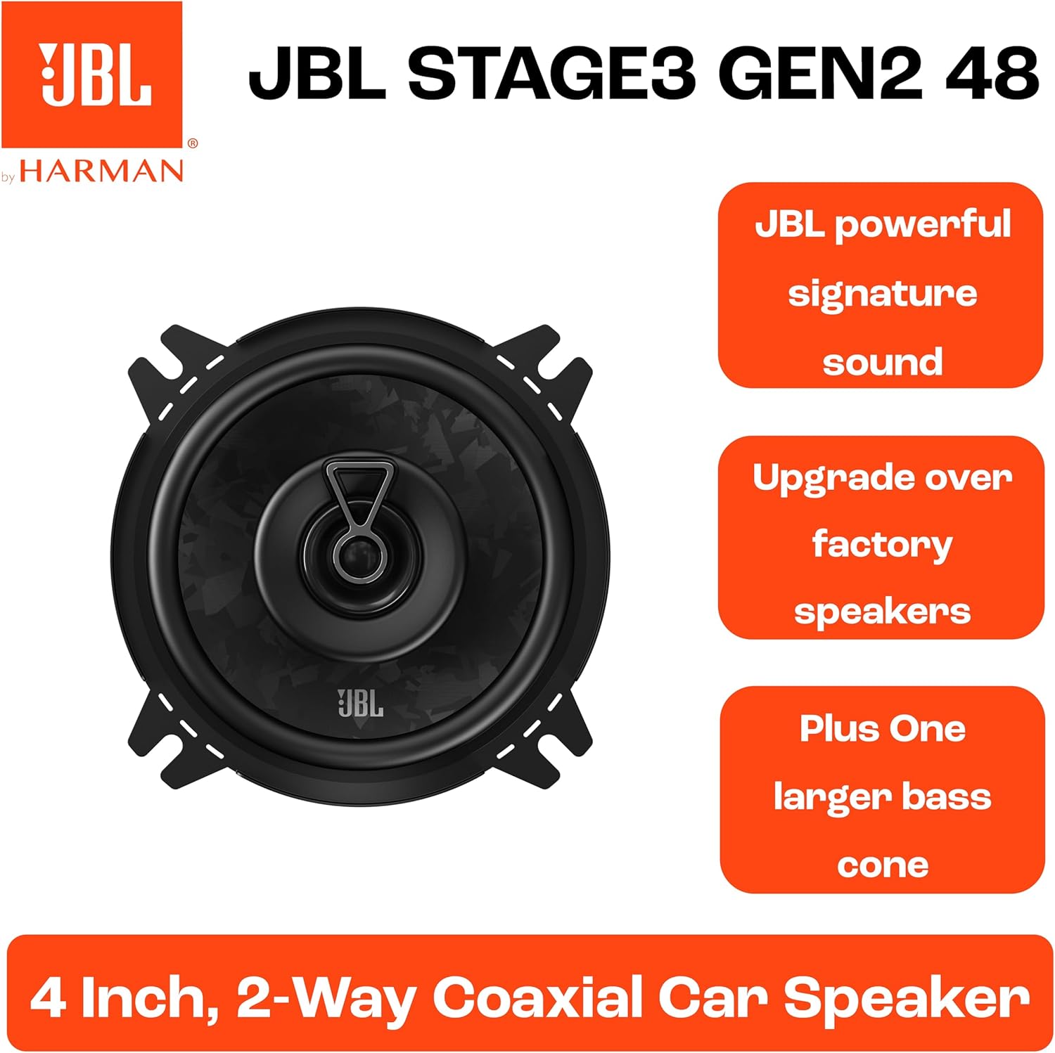 JBL STAGE3 GEN2 48 – 4" (100mm) 400W 2-Way coaxial speakers