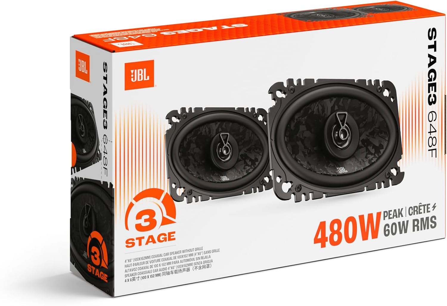 JBL STAGE3 648F - 4" x 6" 480 Watt 2-way Coaxial Car Speakers
