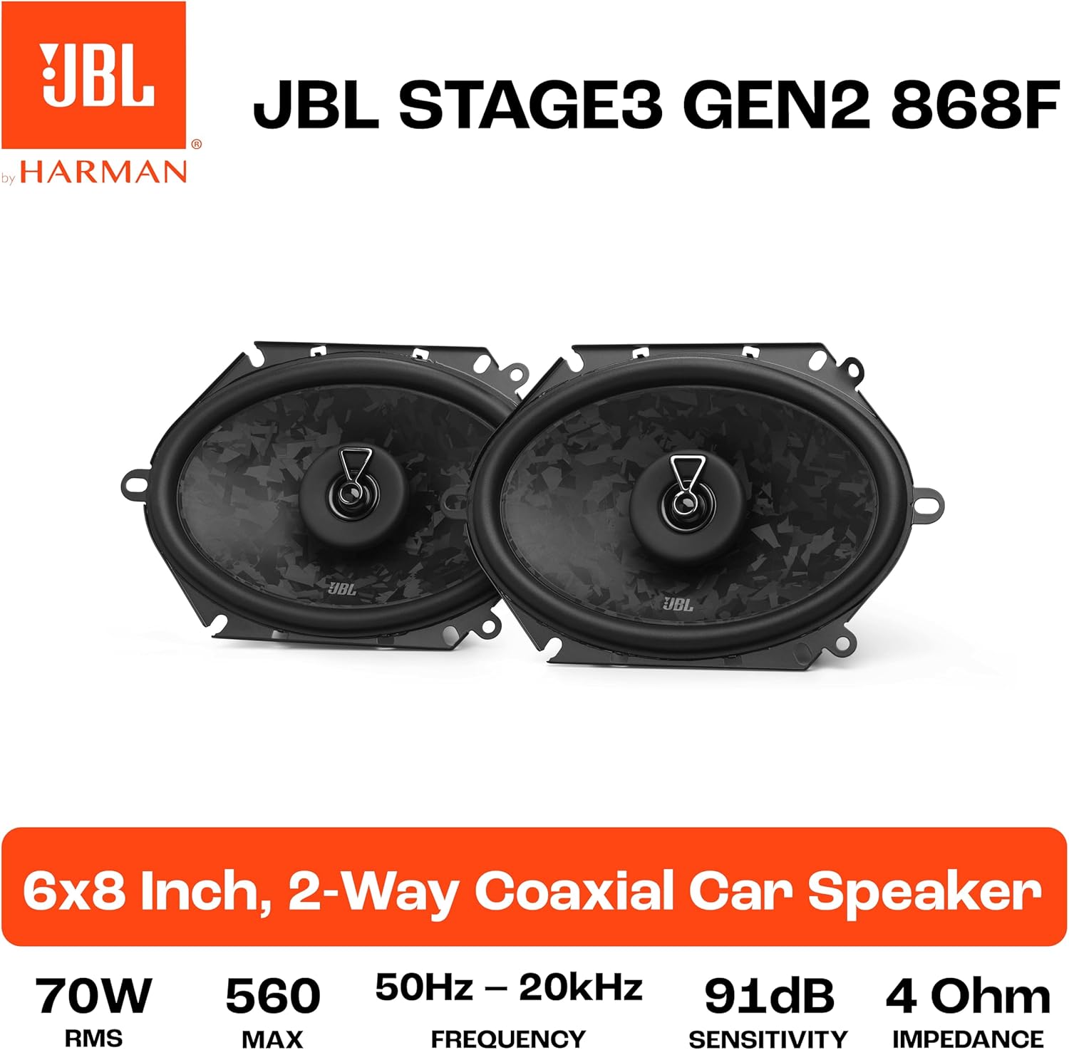 JBL Stage3 GEN2 868F - 6"x8" 2-Way 560W Coaxial Speakers