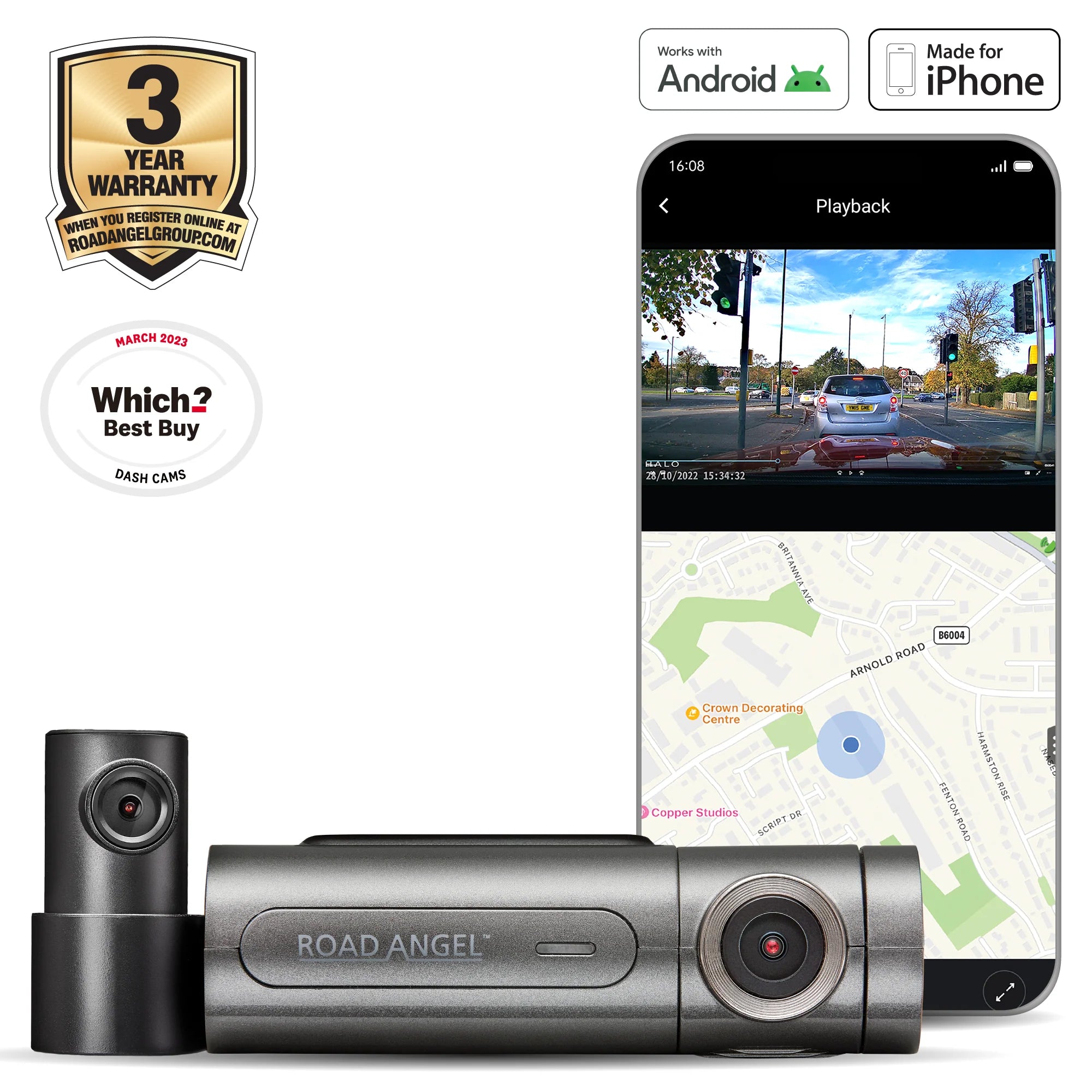 Road Angel Halo Pro V2 Front and Rear Dashcam with Winter and Parking Mode PRE ORDER