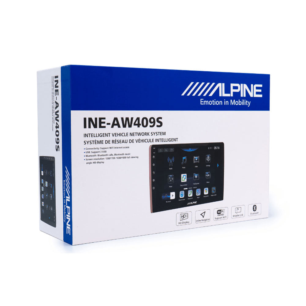 Alpine INE-AW409S 9" Intelligent Vehicle Display Bluetooth 5.0, MP3, Dual USB, Wifi Multimedia Headunit