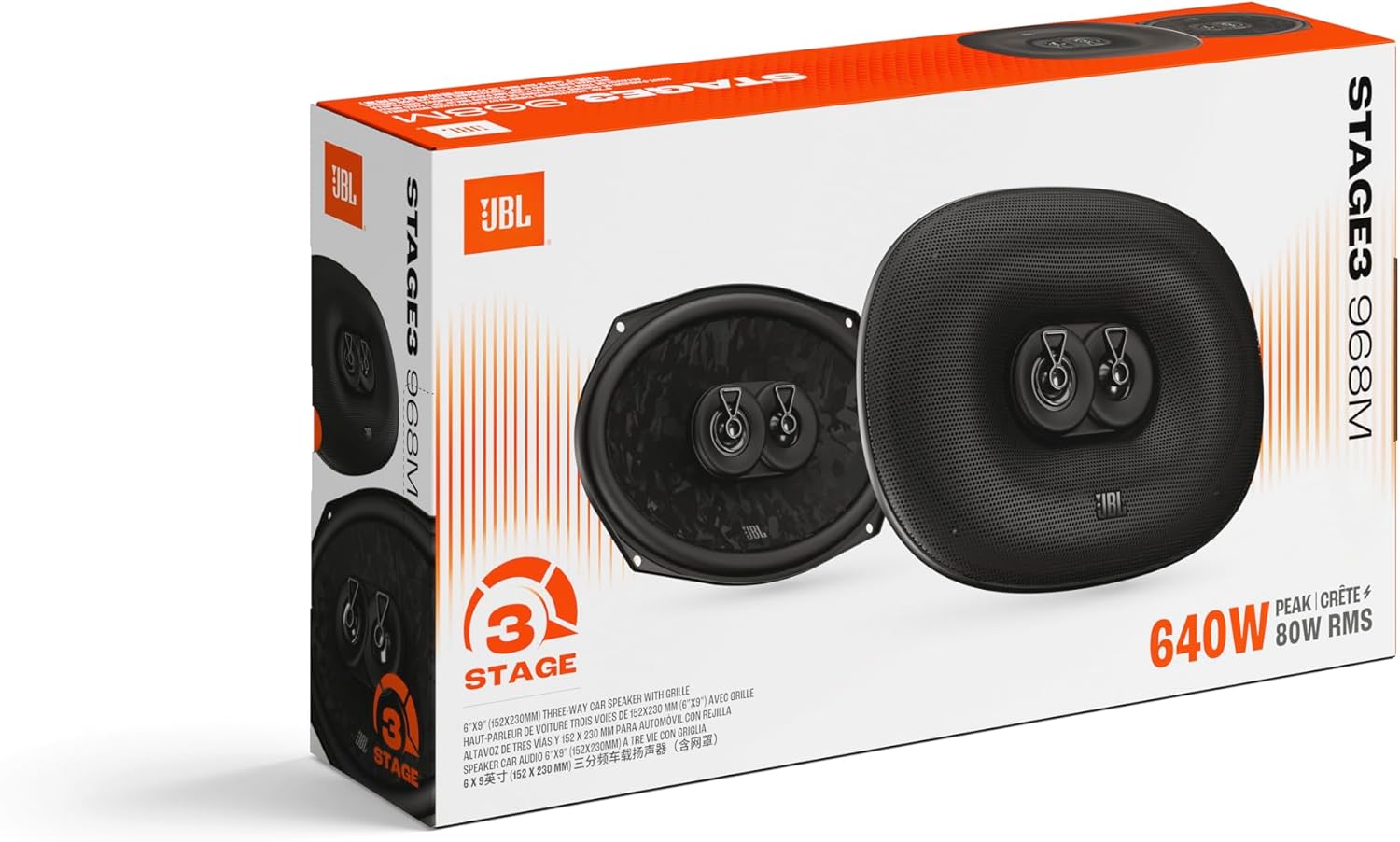 JBL Stage3 GEN2 968M - 6"x9" 3-Way 640W Coaxial Speakers