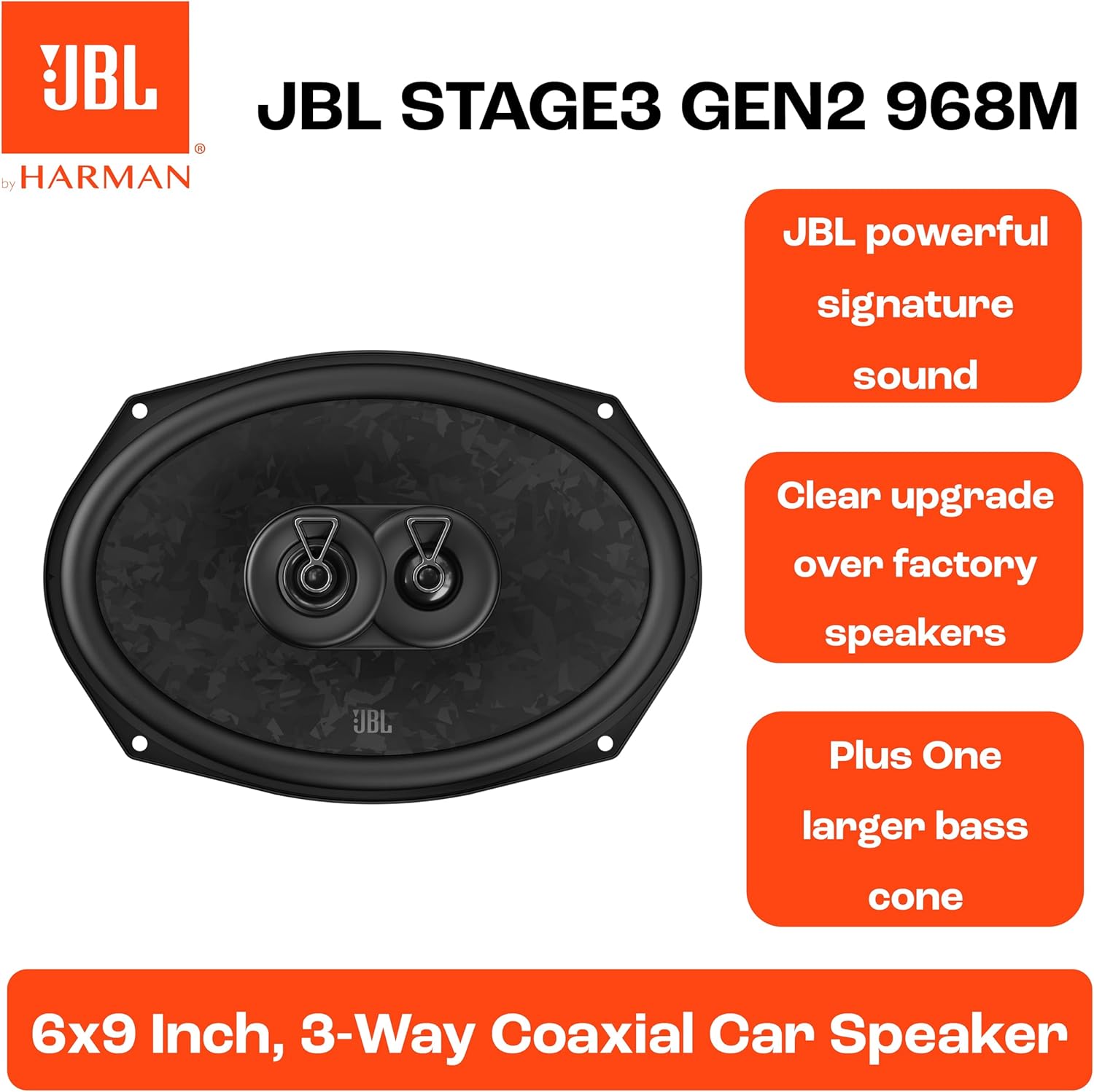JBL Stage3 GEN2 968M - 6"x9" 3-Way 640W Coaxial Speakers