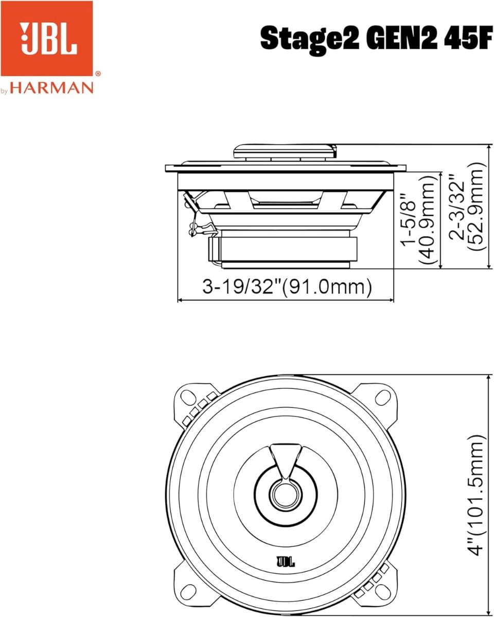 JBL Stage1 GEN2 42F 4 inch 100mm 320 Watt  2-way Coaxial Car Speakers
