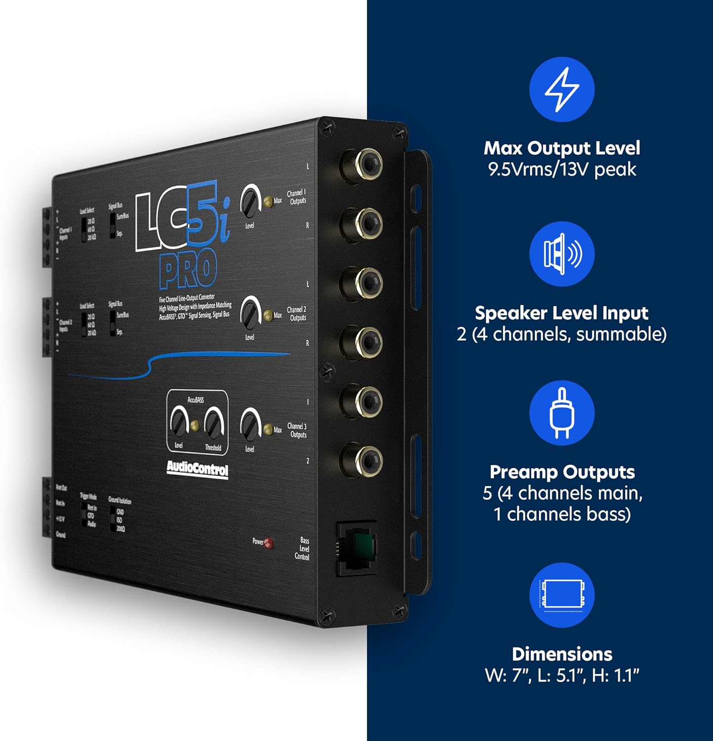 AudioControl LC5iPRO 5-Channel Line Output Converter with AccuBass