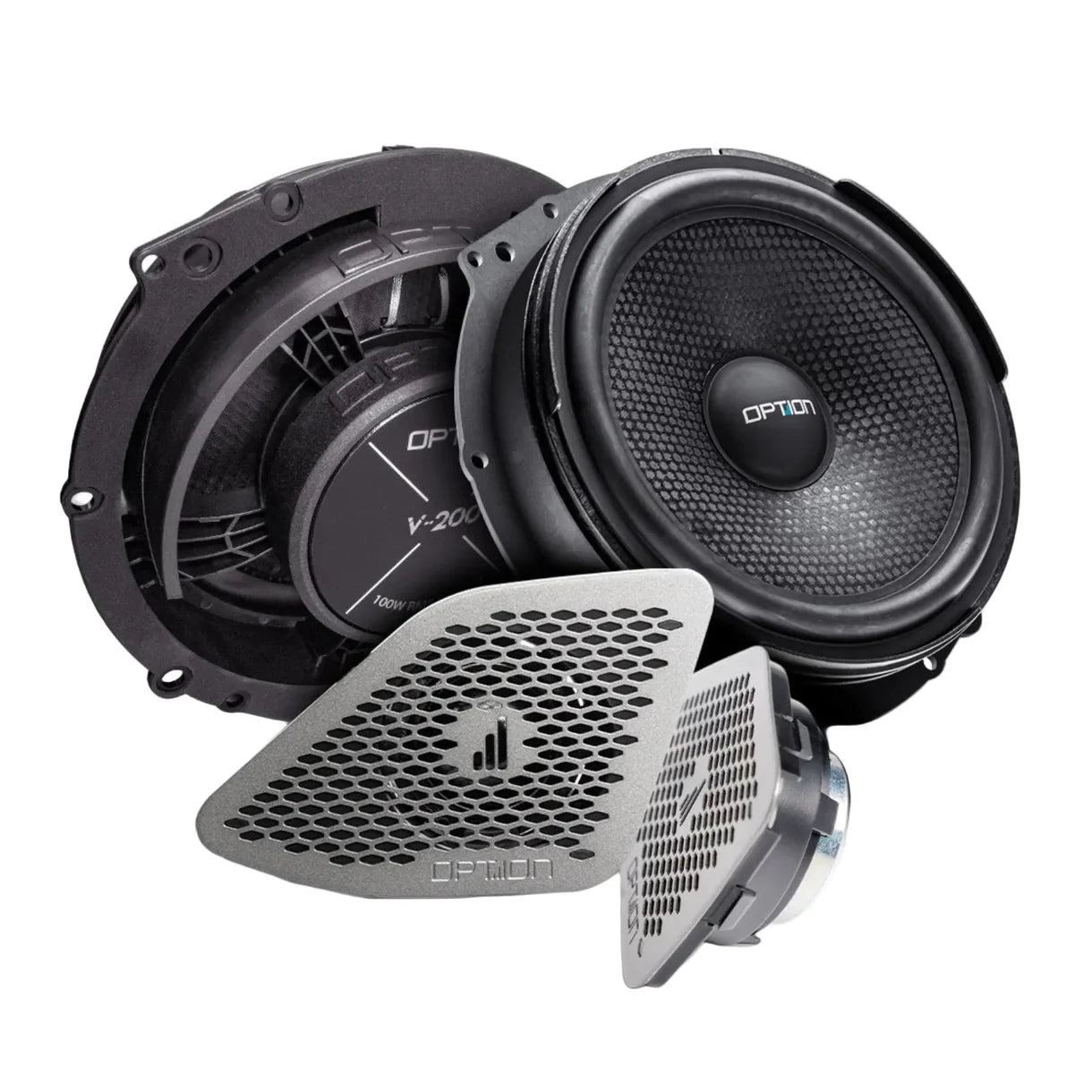 Option Audio LS-549 Pro Edition 8 Inch VW T6 Component Speakers Tweeter Grill 100w RMS