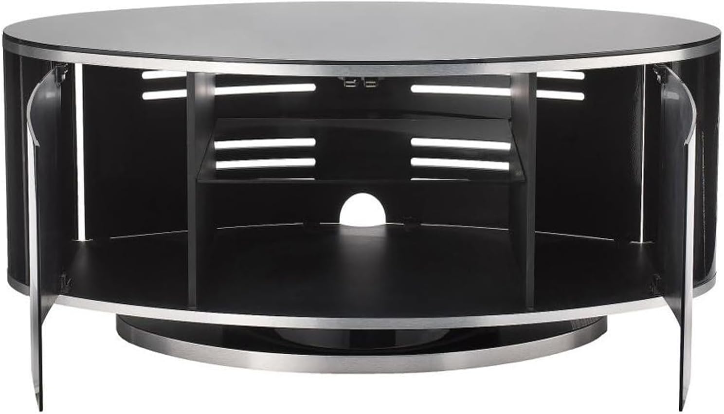 MDA Designs Luna Black High Gloss Walnut Oval TV Cabinet