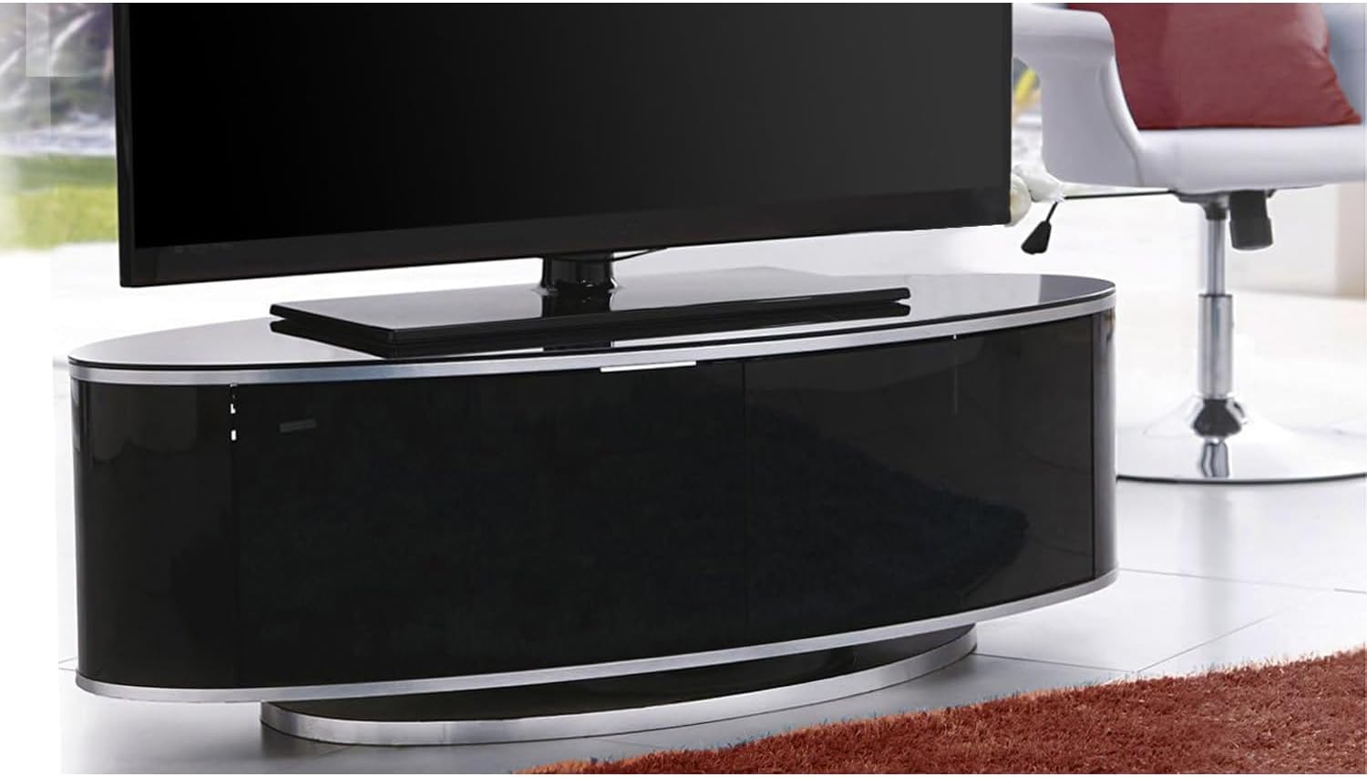 MDA Designs Luna Black High Gloss Walnut Oval TV Cabinet
