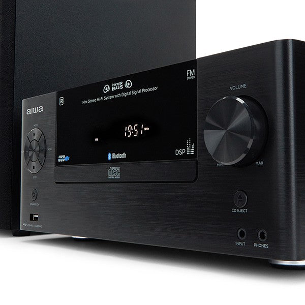 AIWA MSBTU-500 Powerful 50W RMS Mini System with Speakers Black