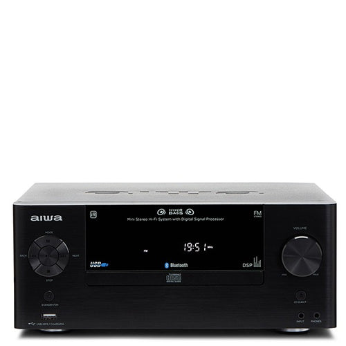 AIWA MSBTU-500 Powerful 50W RMS Mini System with Speakers Black
