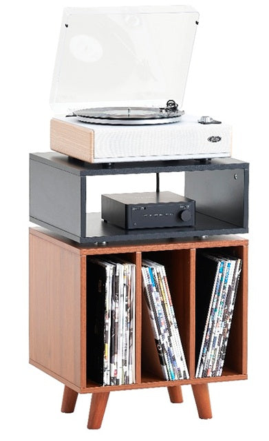 Norstone Stockholm 700 Turntable and Vinyl Storage Stand - Black Walnut