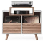 Norstone Oslo 800 Vinyl Storage Cabinet with Turntable Shelf - White Oak