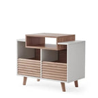 Norstone Oslo 800 Vinyl Storage Cabinet with Turntable Shelf - White Oak