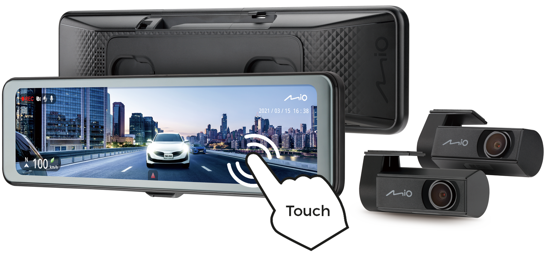Mio MiVue R860WD Front and Rear Touch Mirror GPS, Wi-Fi, Dash Cam