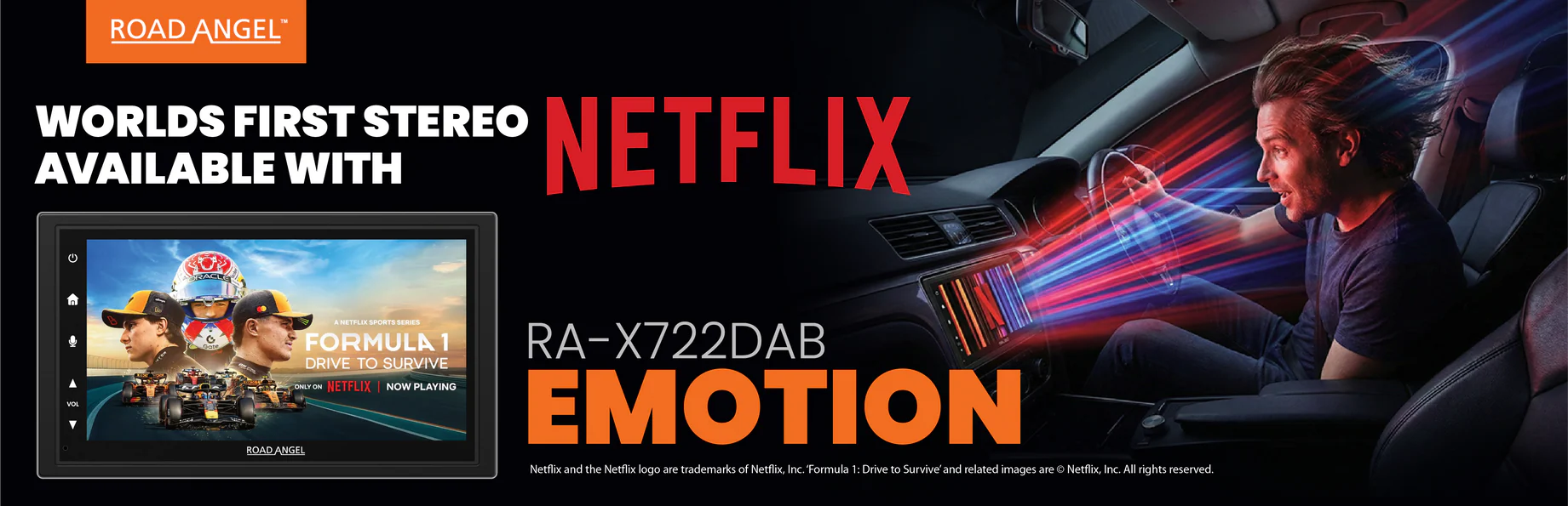 Road Angel RA-X722DAB  7" Touch Screen Display, DAB+, Bluetooth, Wireless Android Auto & Apple Car Play