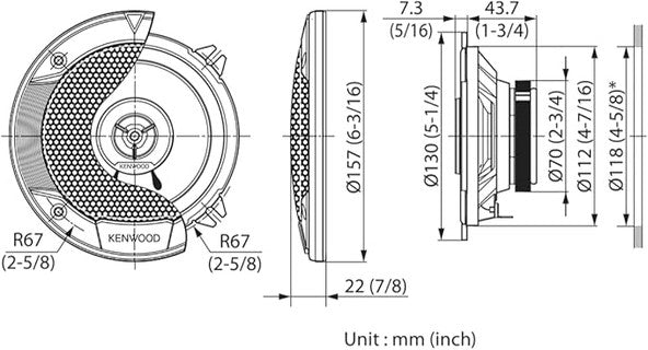 Kenwood KFC-S1366 Stage Sound Series 5.25" 13cm 2 Way Coaxial Car Speakers 260W
