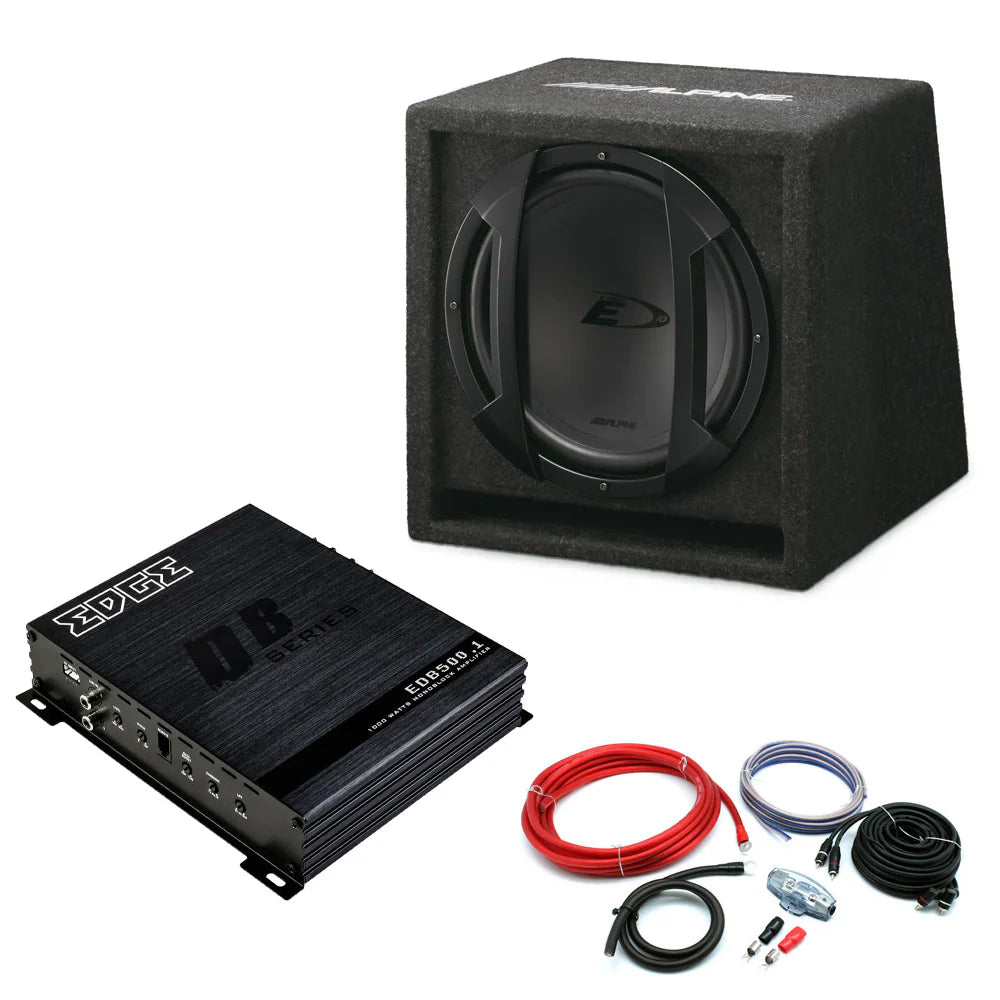 Alpine SBE-1244BR 12" Bass Reflex Enclosure Edge EDB500.1-E9 Amp Bass Package Deal