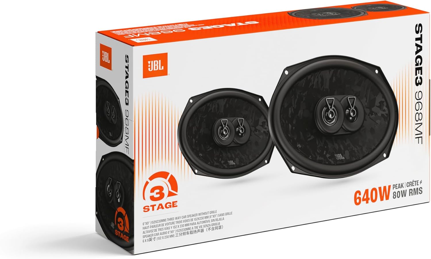 JBL Stage3 GEN2 968MF - 6"x9" 3-Way 640W Coaxial Speakers