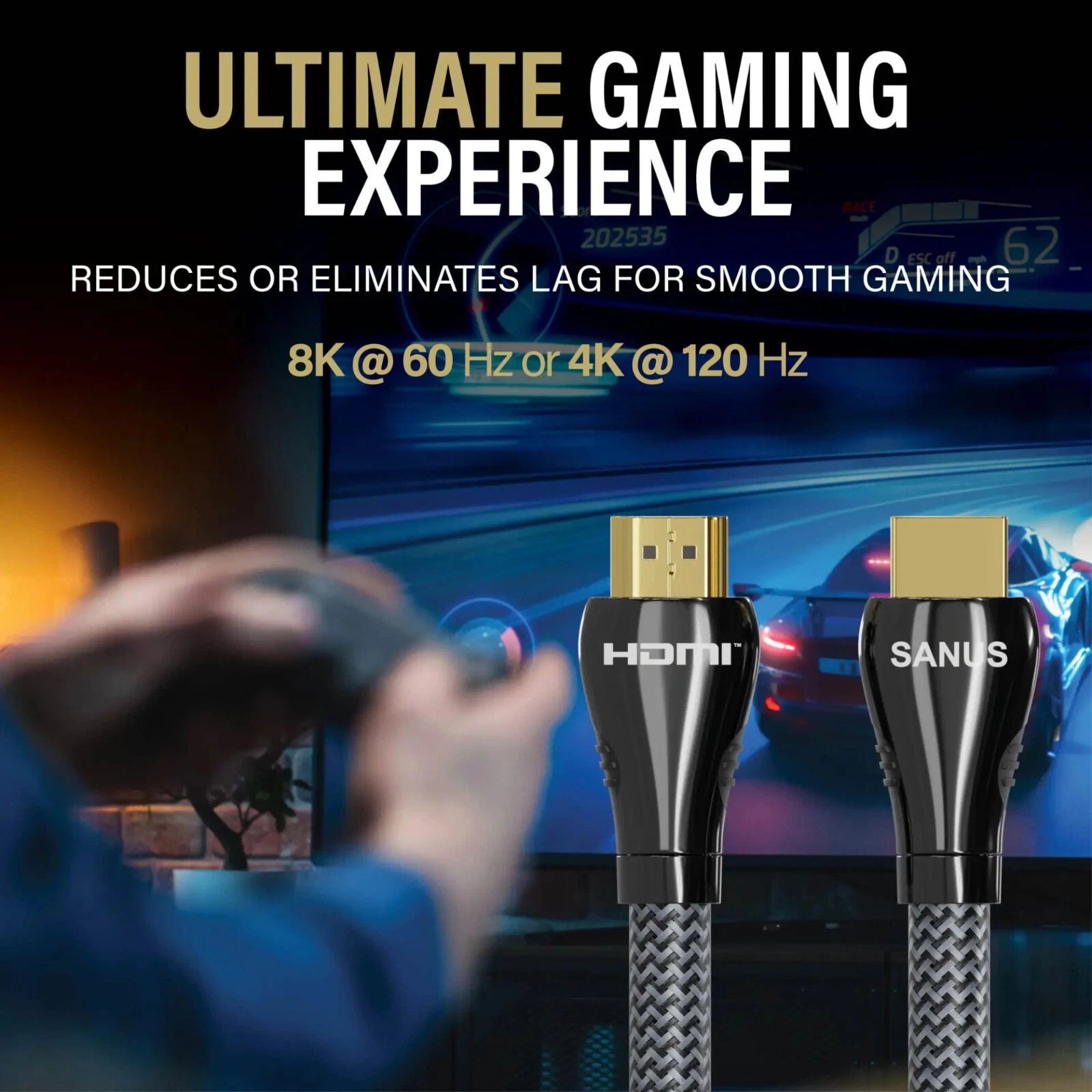 Sanus SS21HDMI32 8K Ultra High Speed HDMI Cable 3 Metre PROFESSIONAL HDMI PACK 2