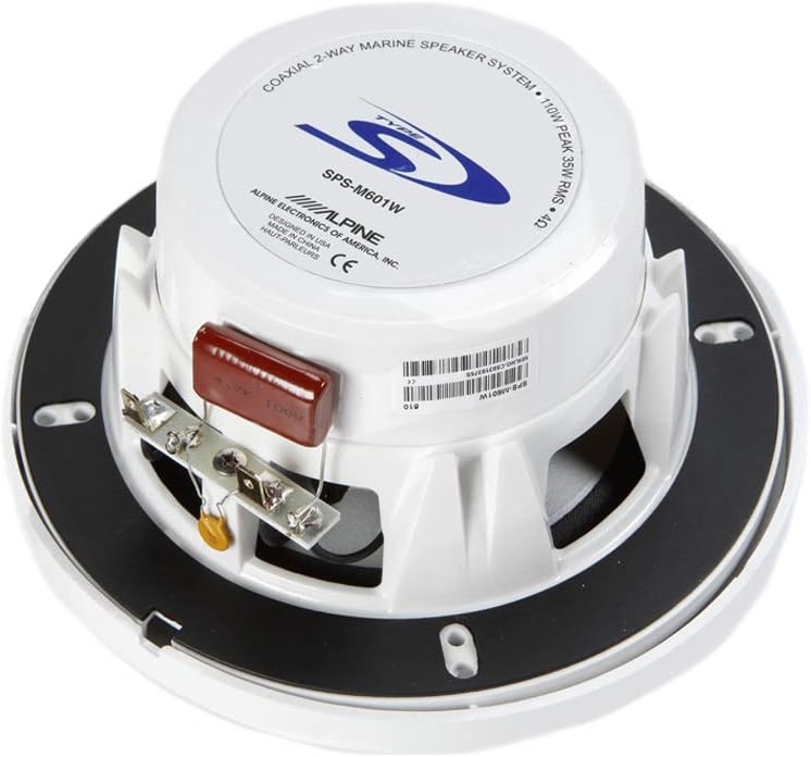 Alpine SPS-M601W 6.5" Coaxial Marine Speakers in White