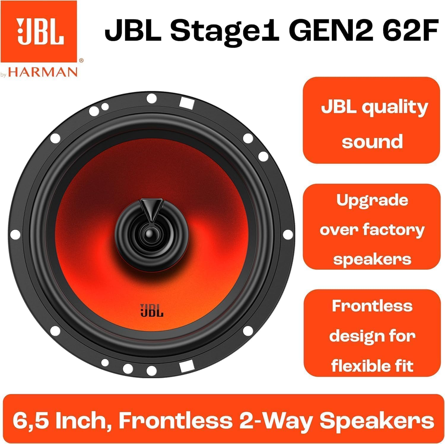 Citroen Berlingo, Peugeot Partner 2008-2018 JBL Stage1 GEN2 62F  2-Way Front Door Speaker Upgrade Kit