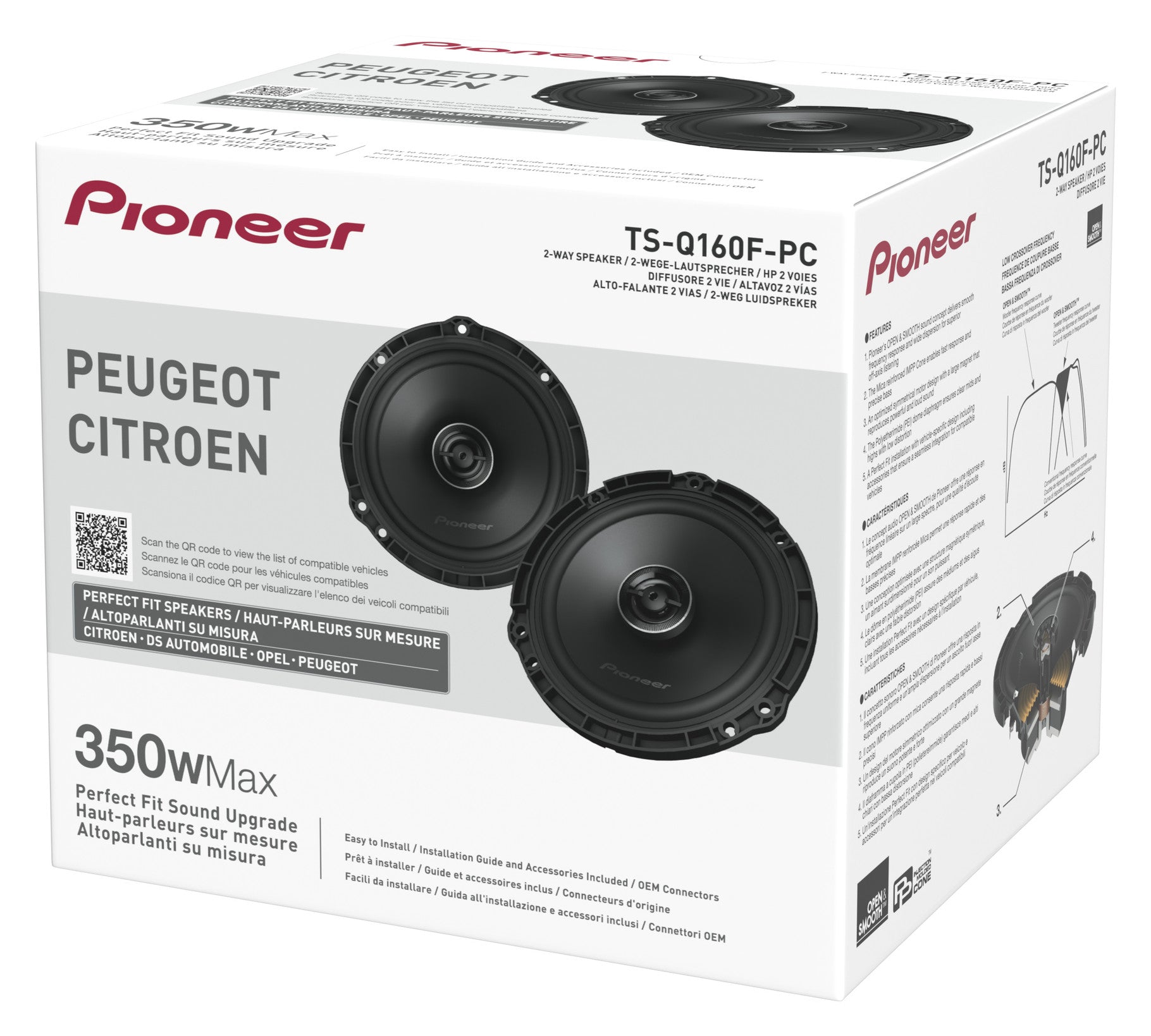Pioneer TS-Q160F-PC Plug & Play Coaxial Speakers for Vauxhall Peugeot Citroen